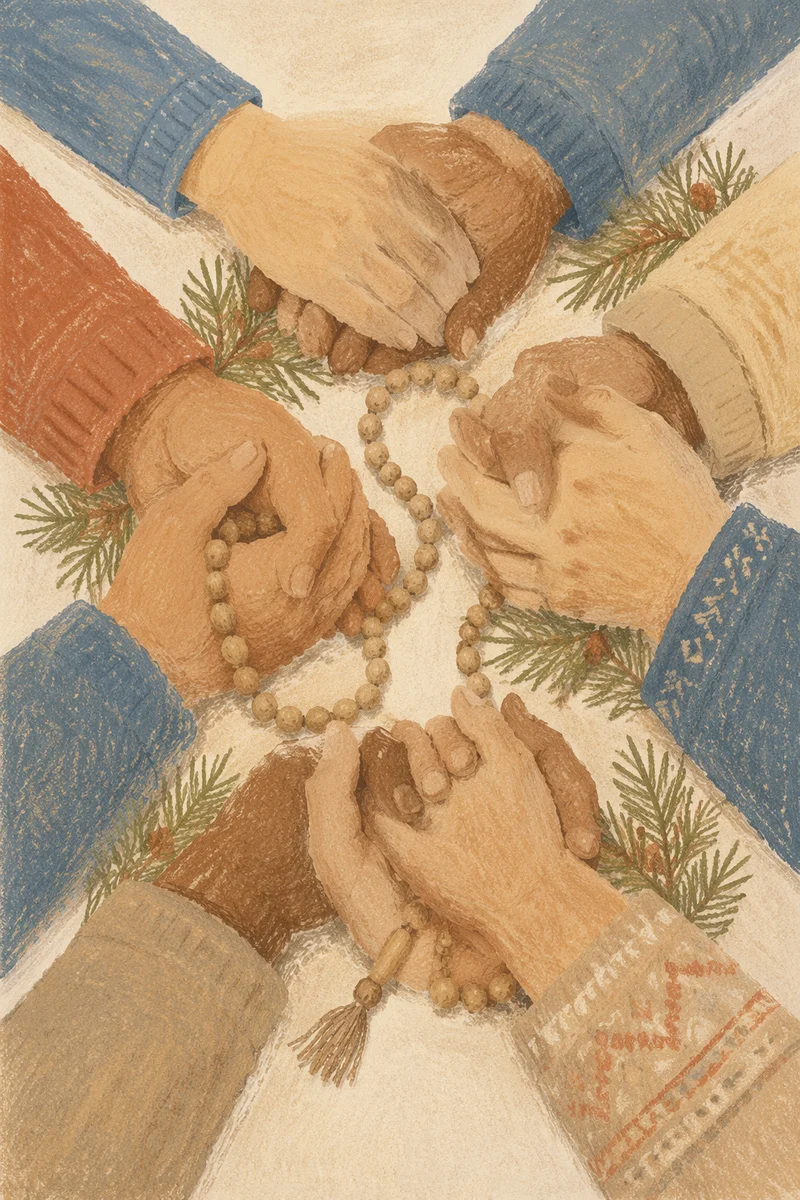 Evergreen Prayer Circle with Joined Hands
