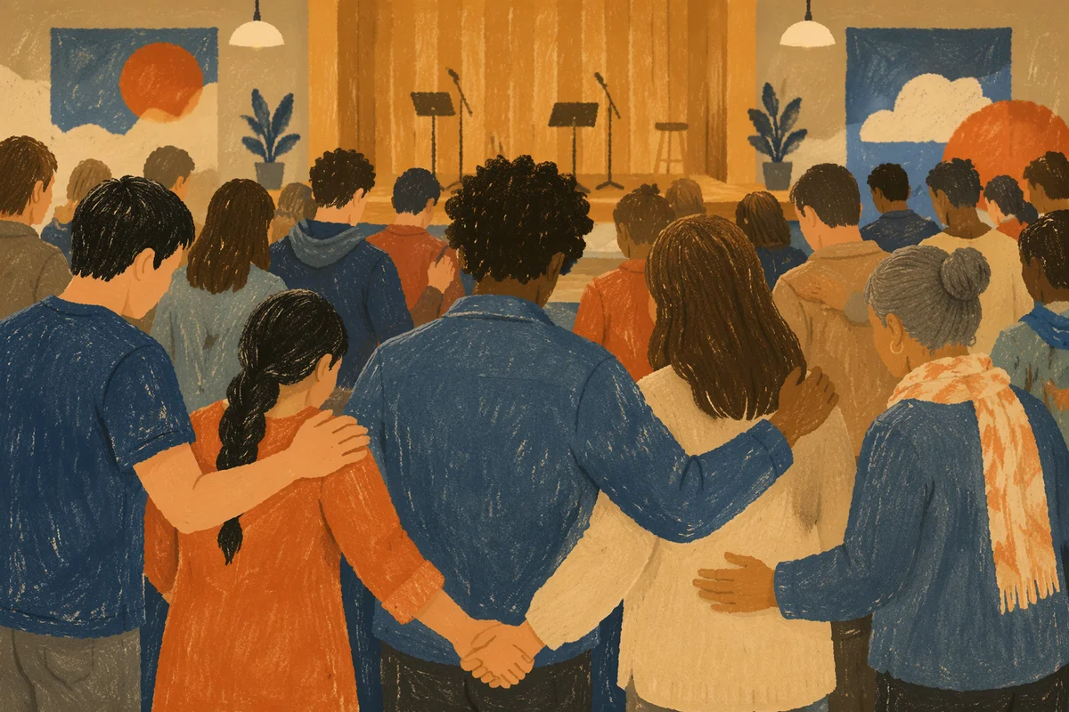 Joined Hands in Community Prayer Gathering