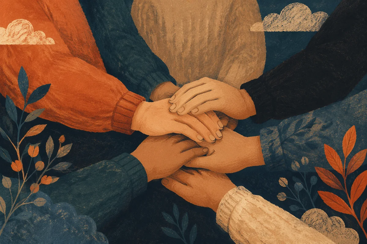 Prayer Group Hands Joined in Unity