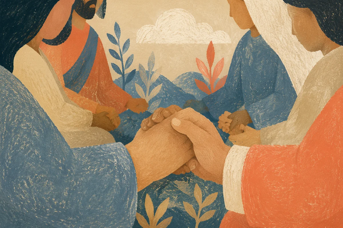 Joined Hands in Quiet Prayer Circle