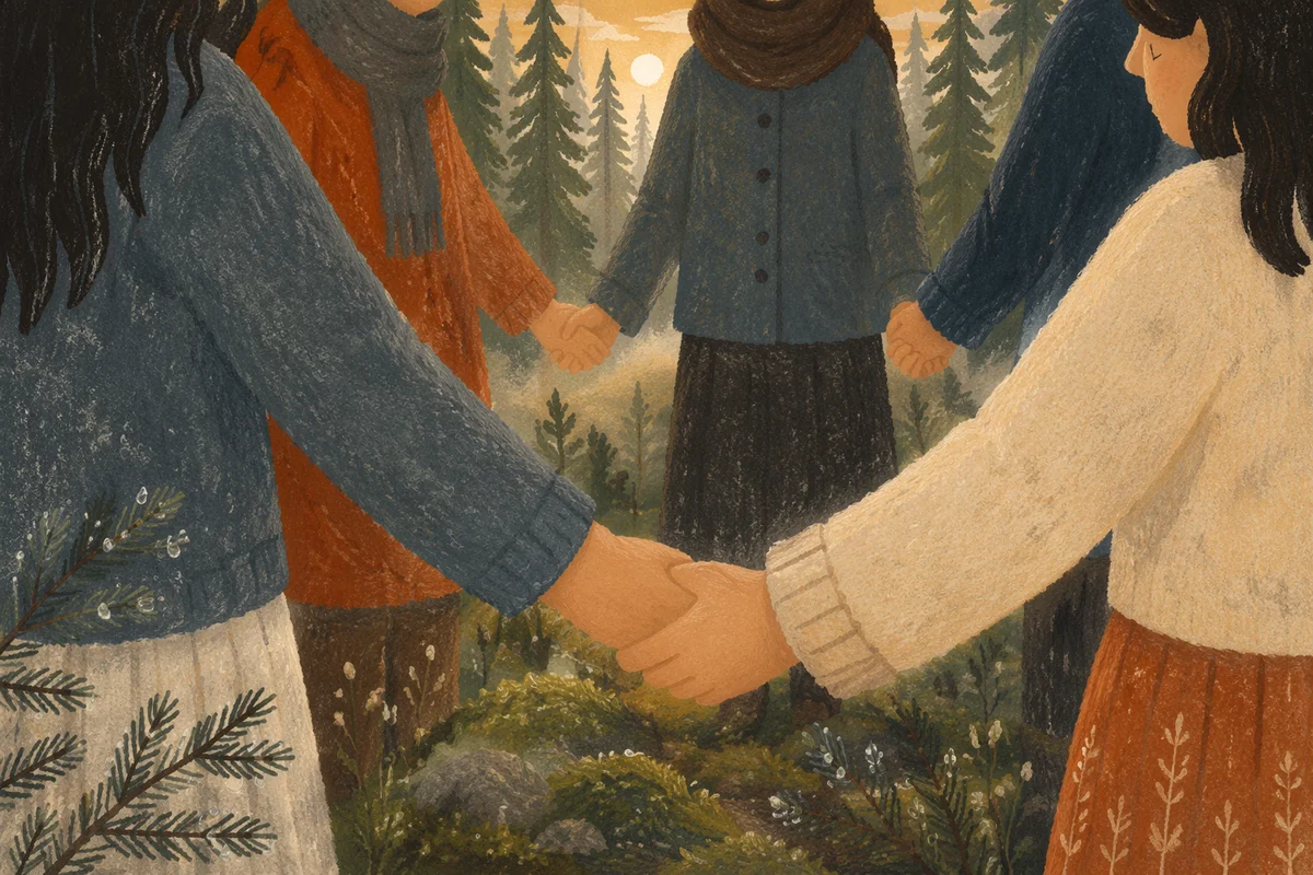 Prayer Group Hands in Evergreen Grove