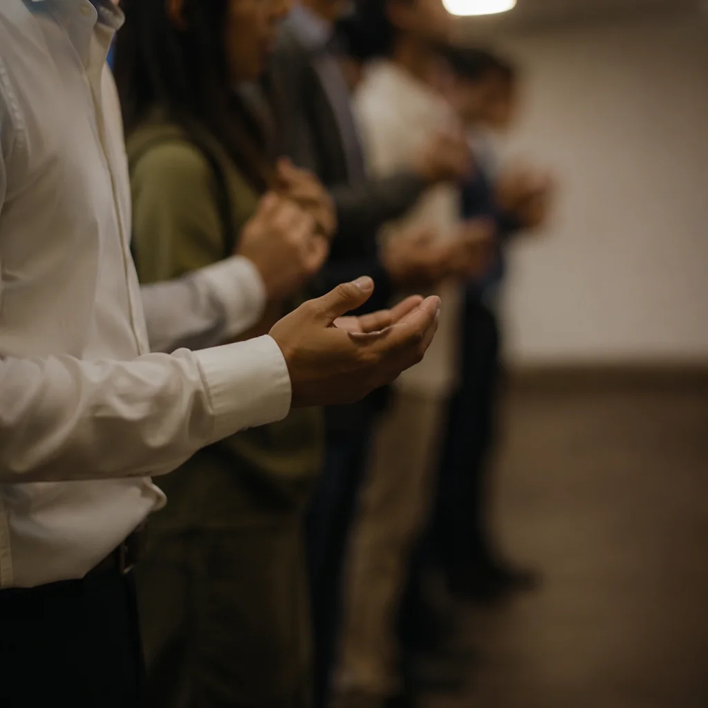 Prayer Group Hands Joined in Quiet Fellowship