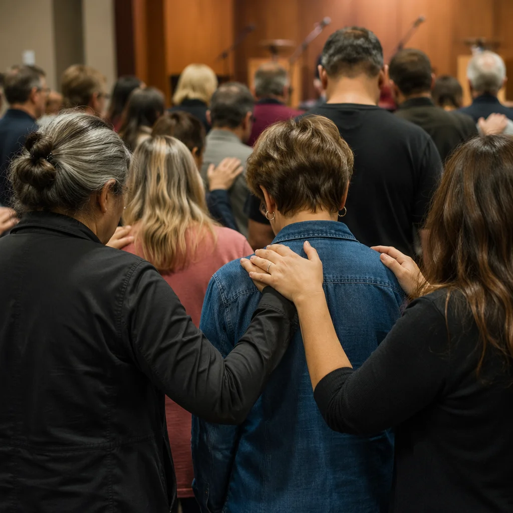 Diverse Prayer Group Holding Hands Together