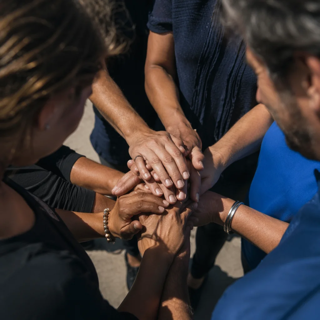 Diverse Prayer Group Hands in Unity
