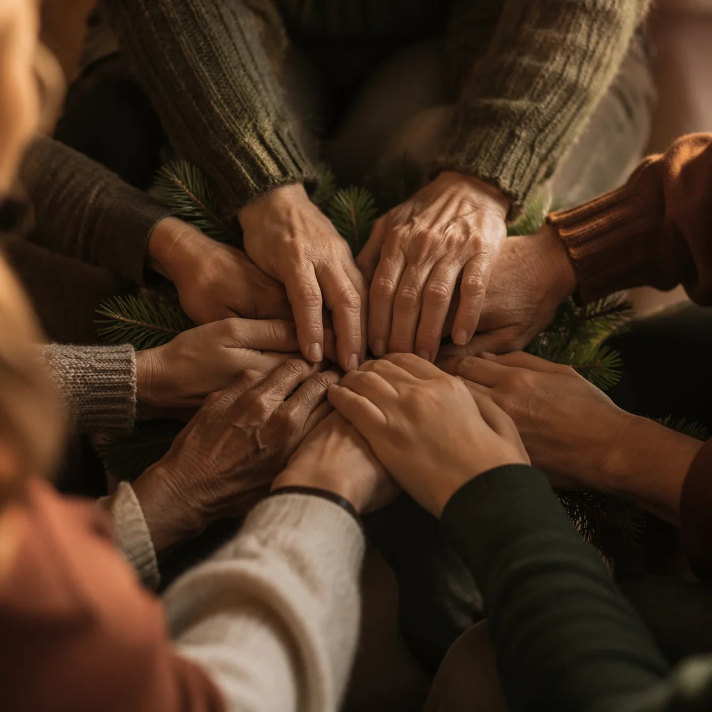 Prayer Group Hands in Evergreen Unity