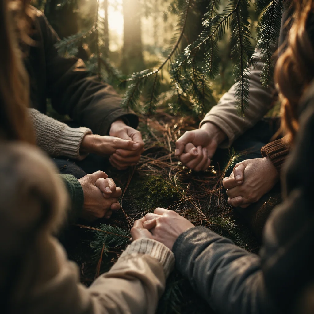 Prayer Group Hands in Evergreen Grove