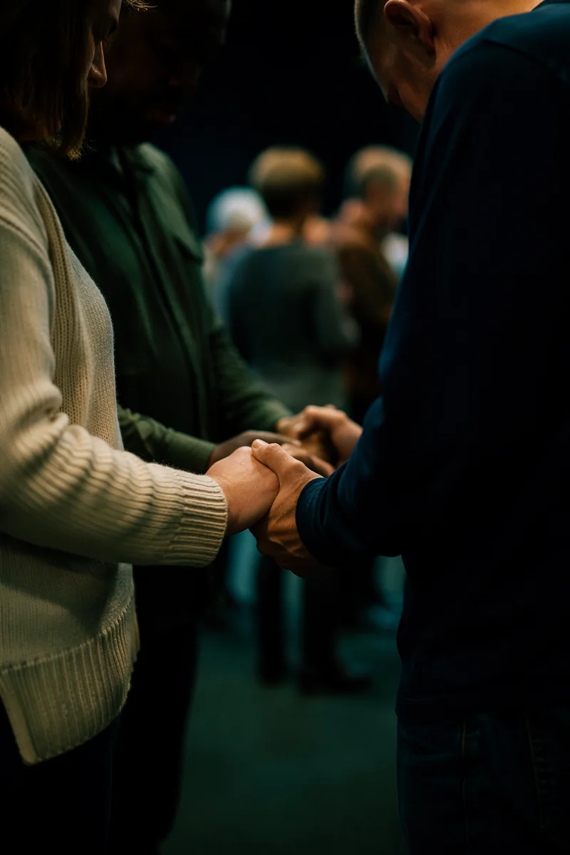 Prayer Group Hands Joined in Reverence