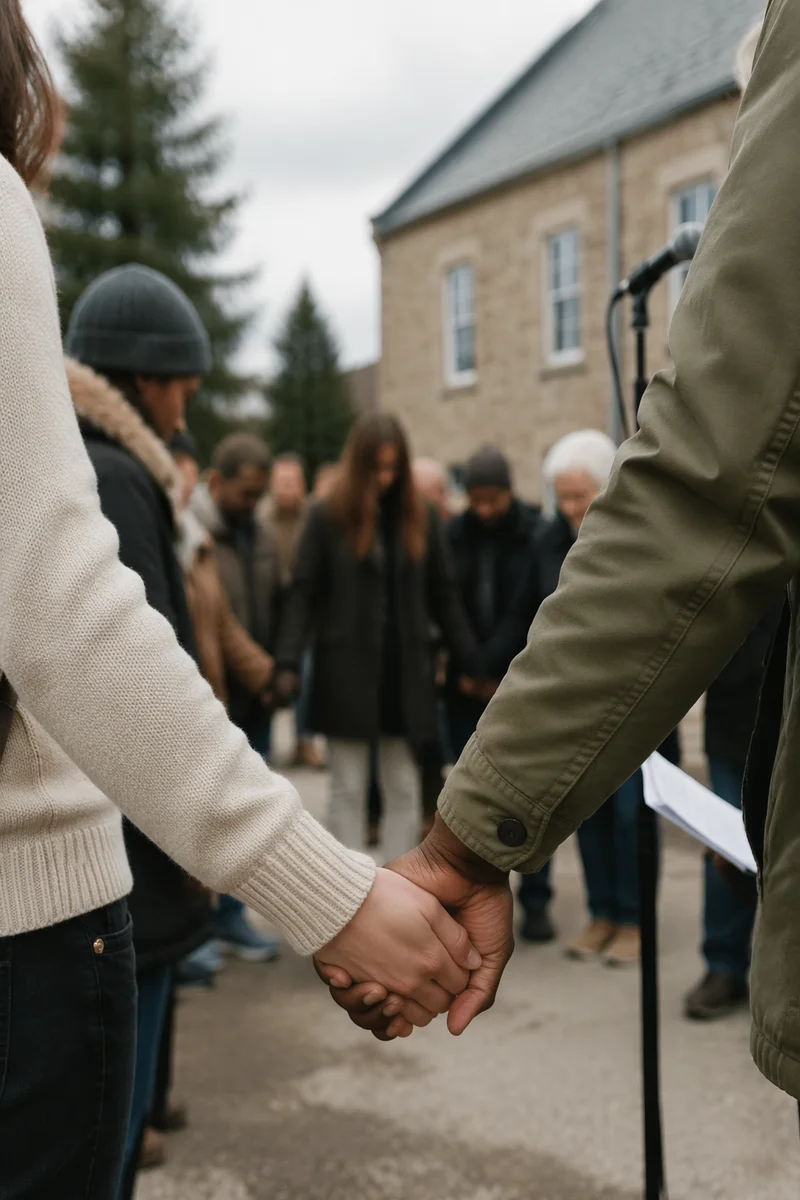 Community Prayer Circle with Joined Hands