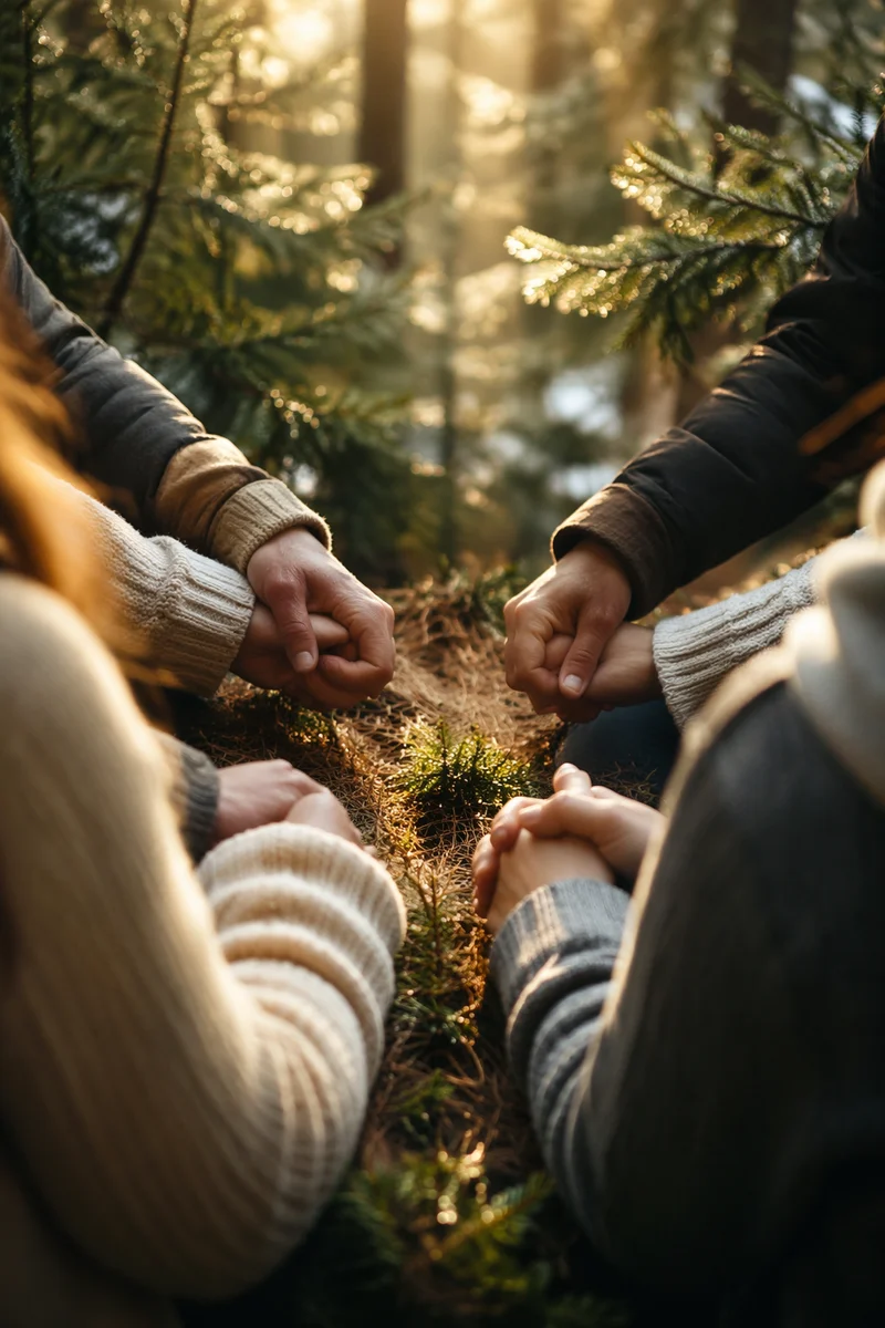 Prayer Group Hands in Evergreen Grove