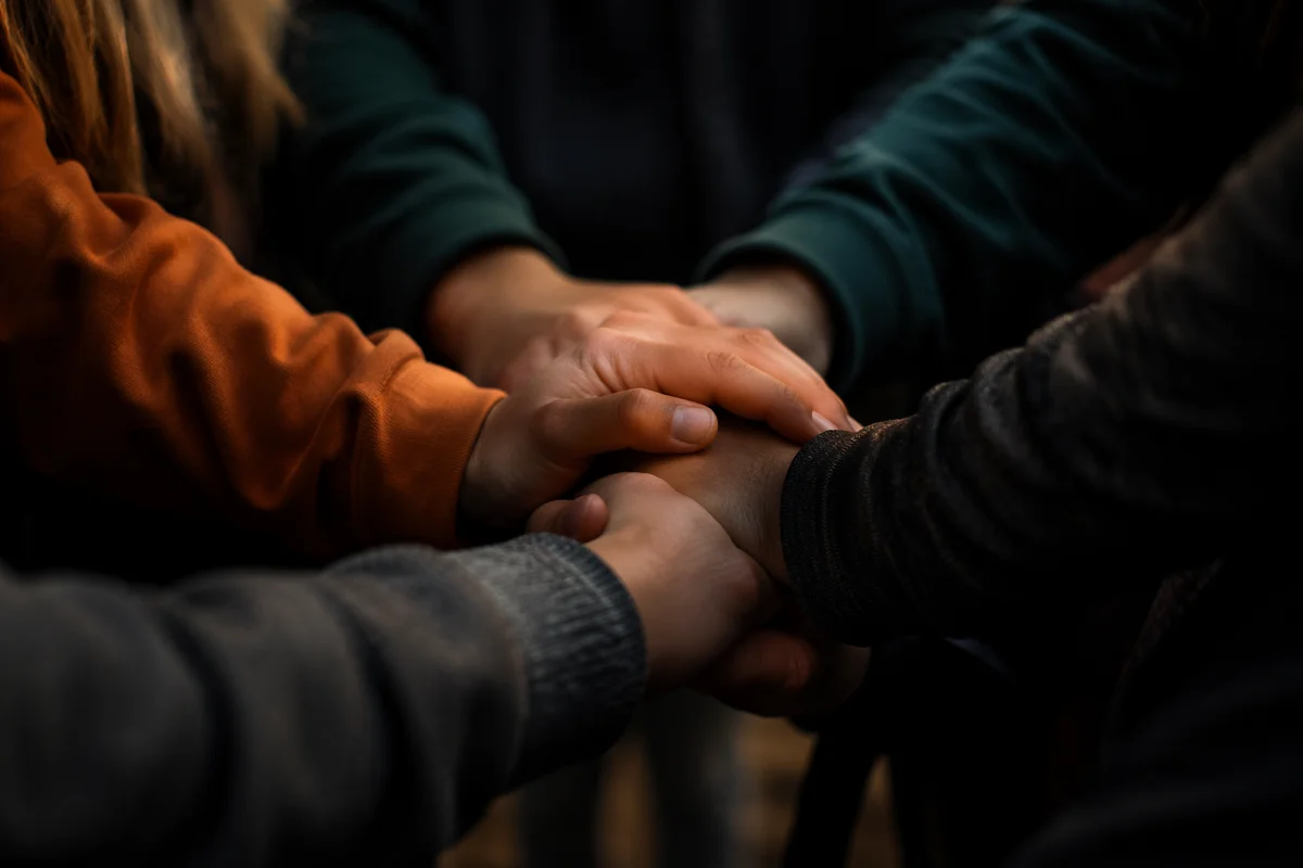 Prayer Group Hands Joined in Unity