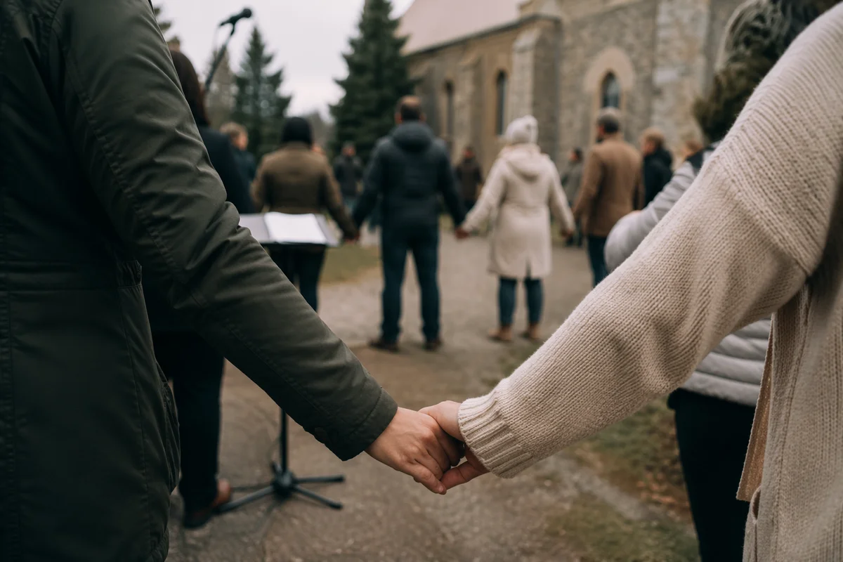 Community Prayer Circle With Joined Hands