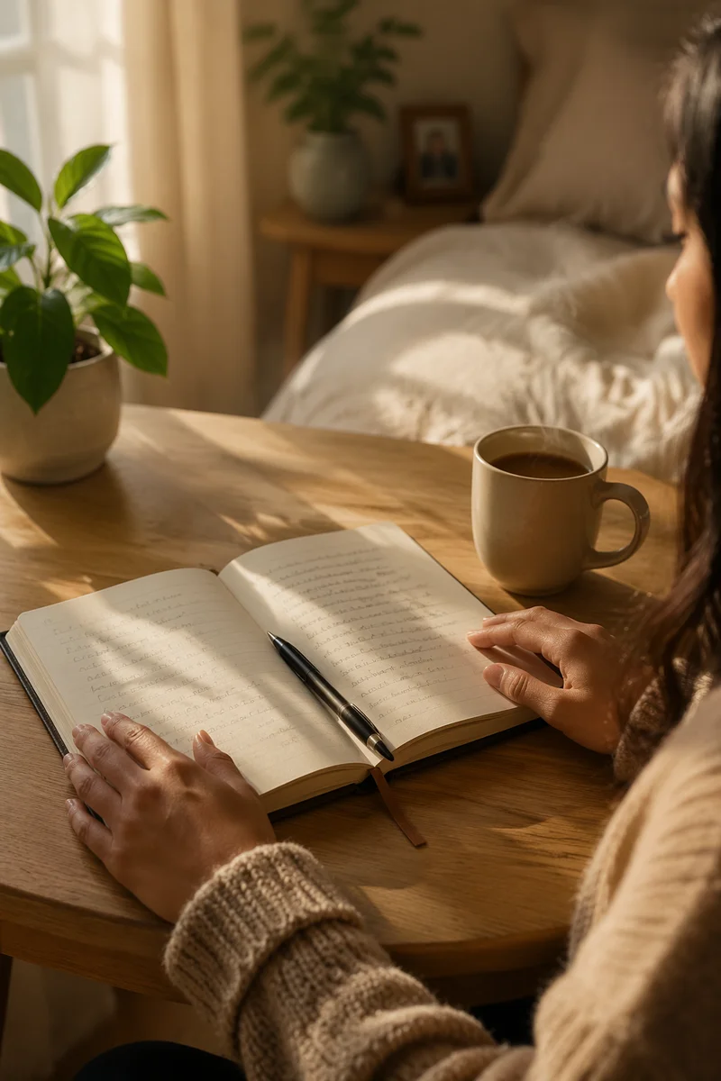 Morning Prayer Journal with Coffee and Pen