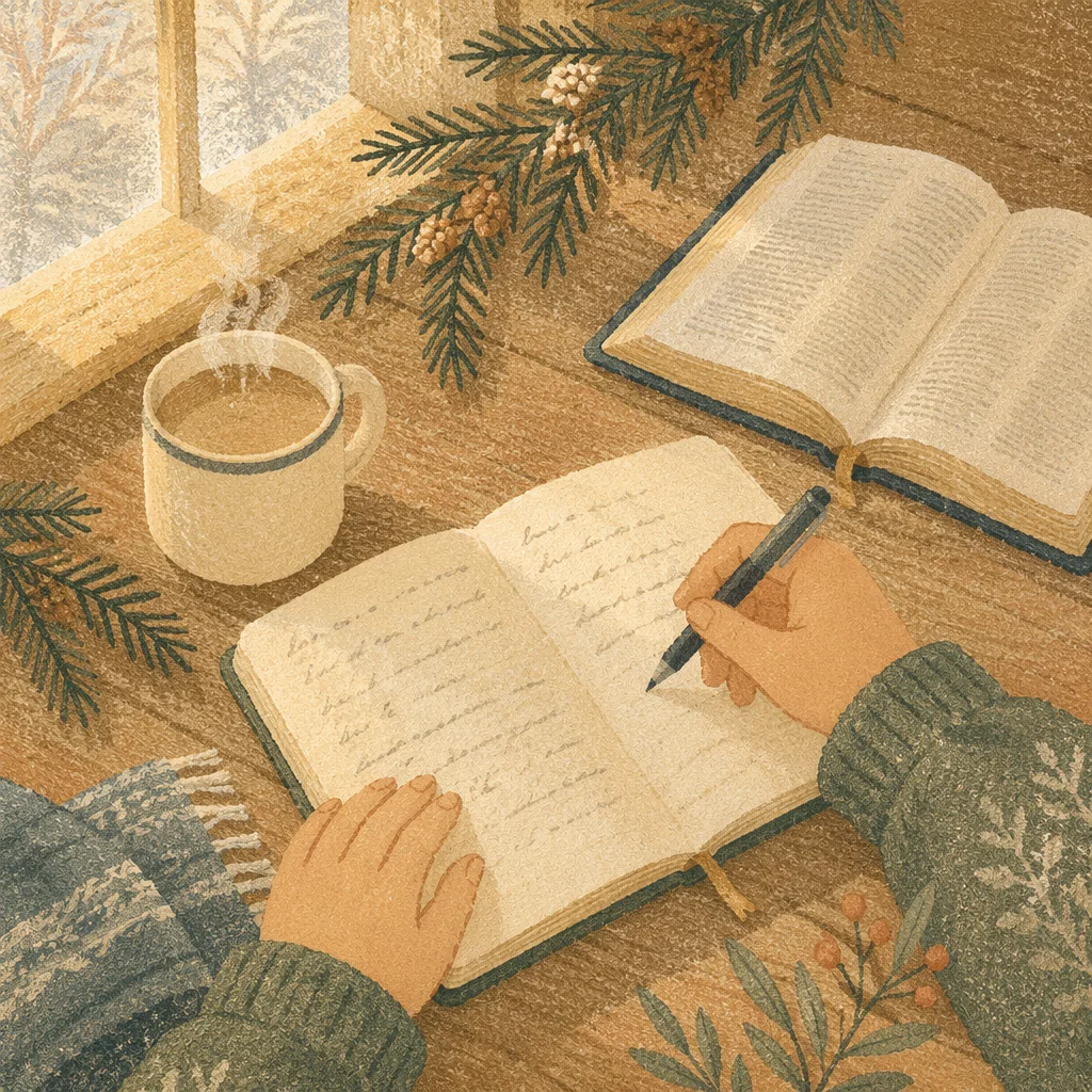 Morning Prayer Journal with Evergreen Branches