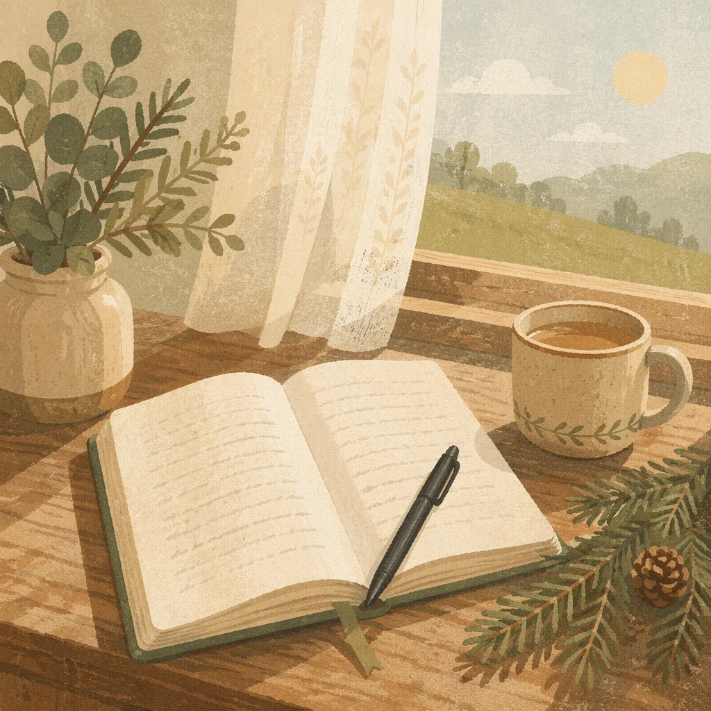 Morning Prayer Journal with Evergreen Sprigs