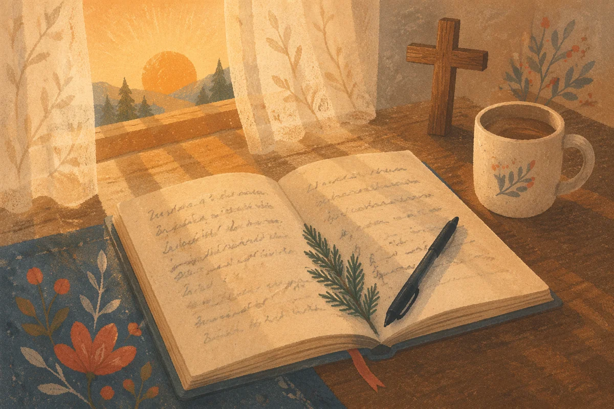 Morning Prayer Journal with Evergreen Sprig