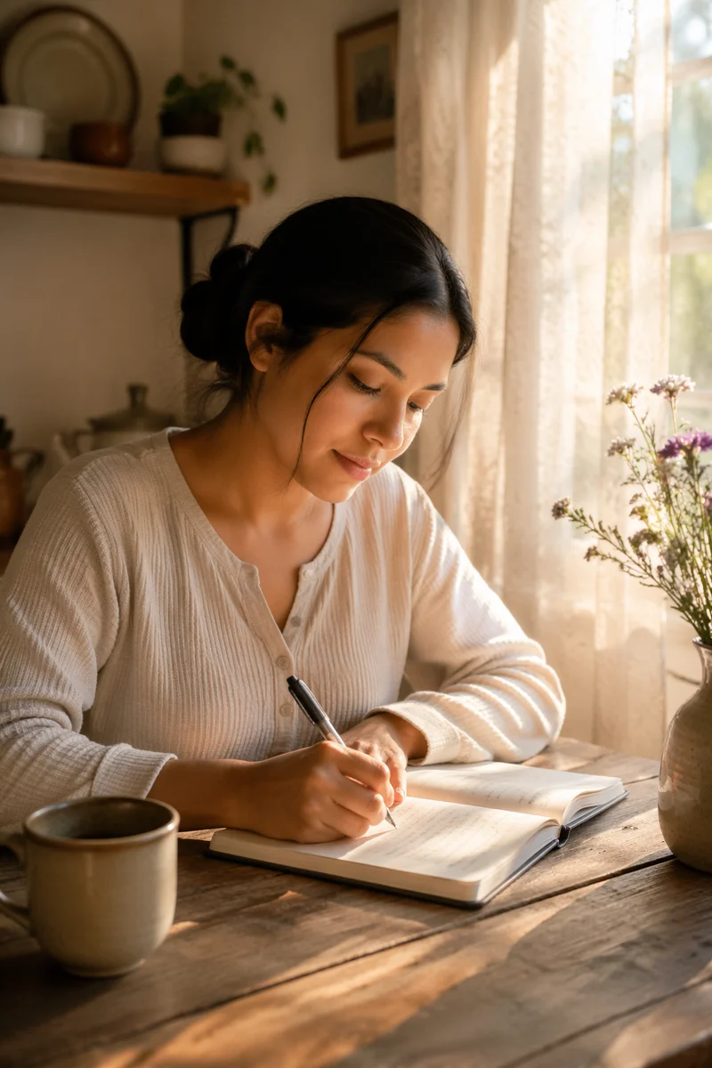 Morning Prayer Journal in Soft Sunrise Light