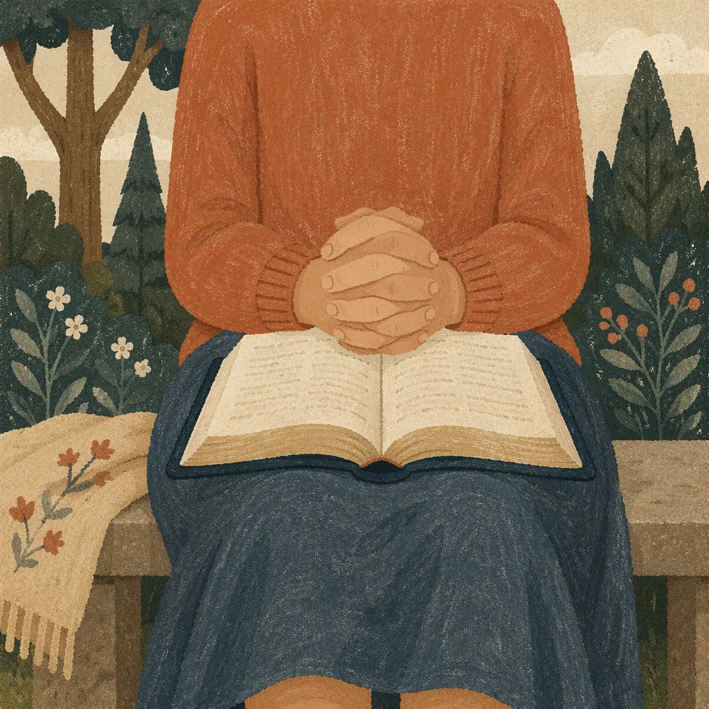 Praying Hands Over Open Bible Outdoors