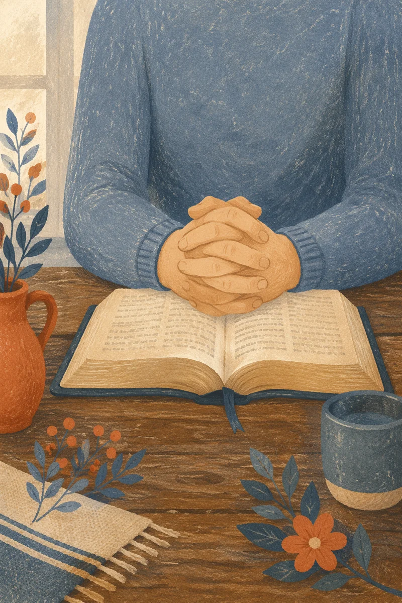 Praying Hands Resting on Open Bible