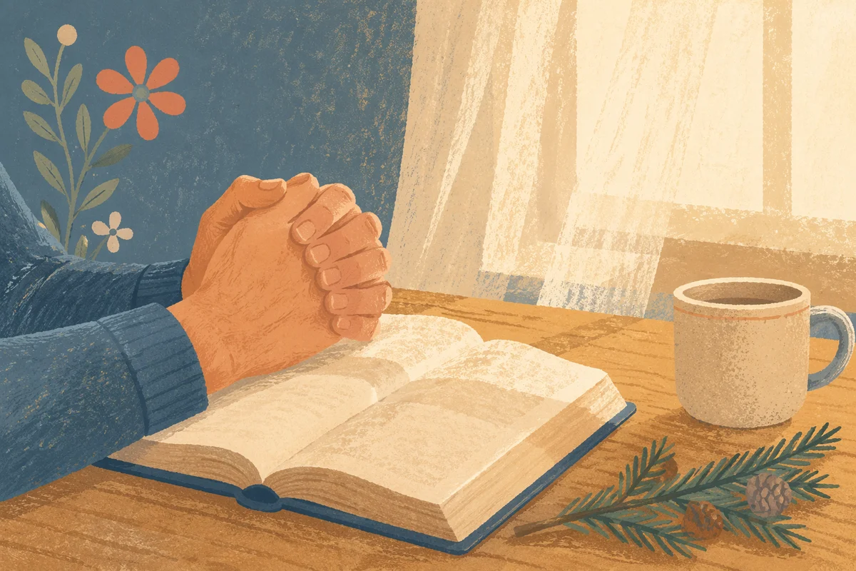 Praying Hands Above Open Bible
