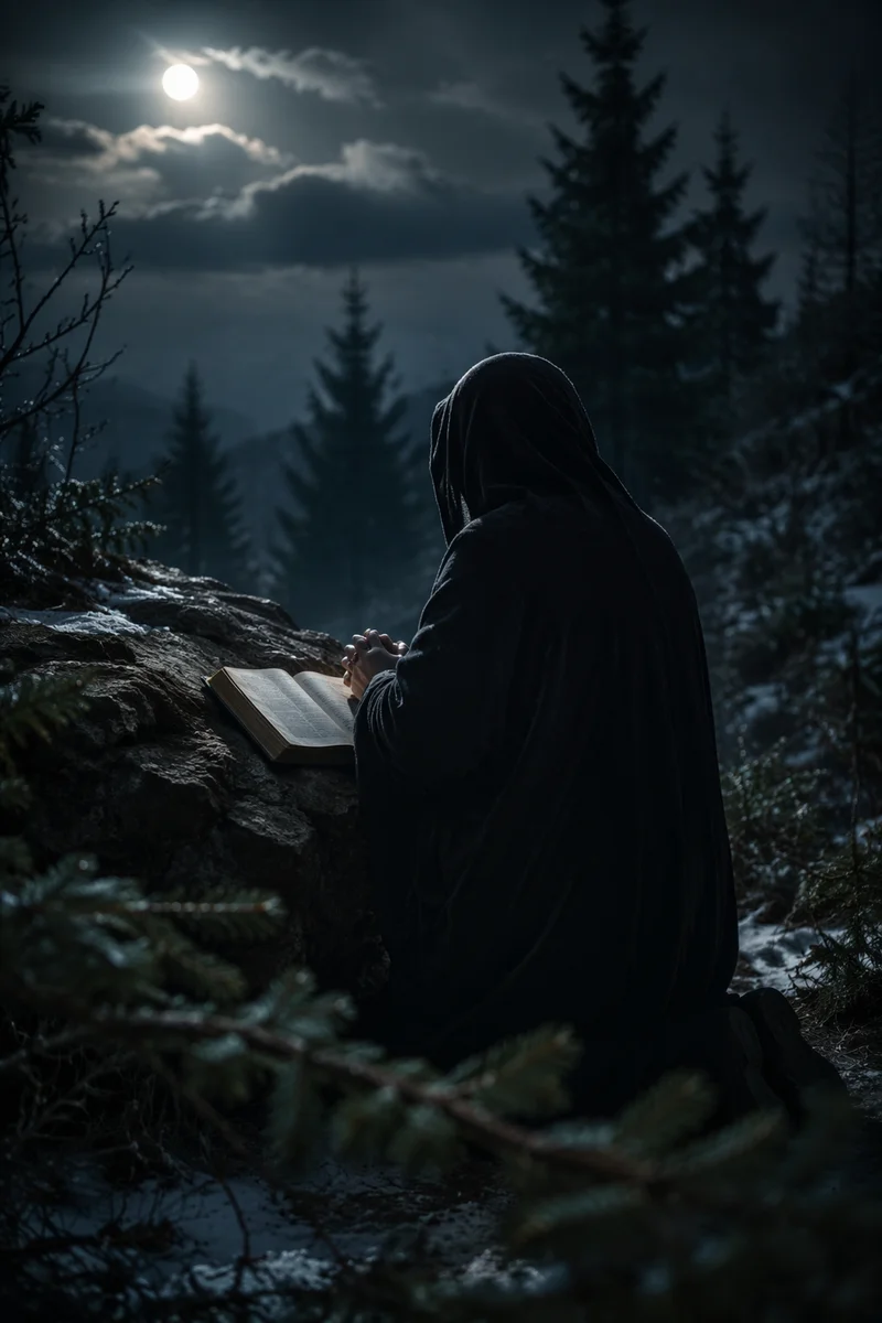Praying Hands Over Bible in Evergreen Grove