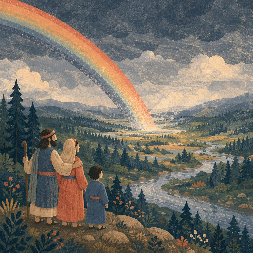 Rainbow Over Evergreen Valley After Storm