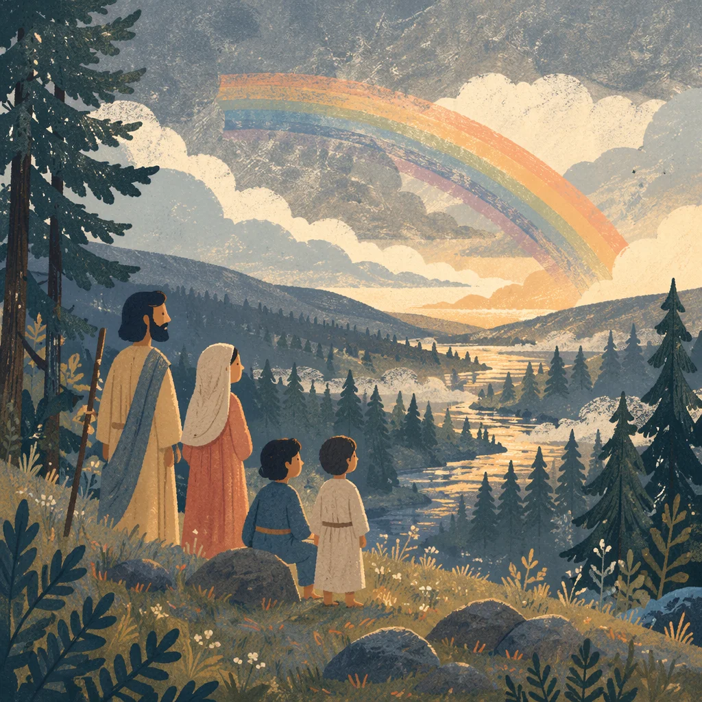 Rainbow Over Peaceful Evergreen Valley