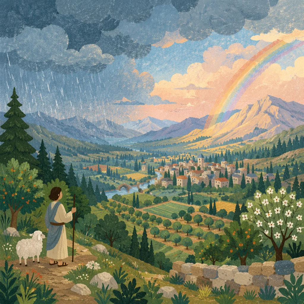 Hopeful Rainbow Over Evergreen Valley