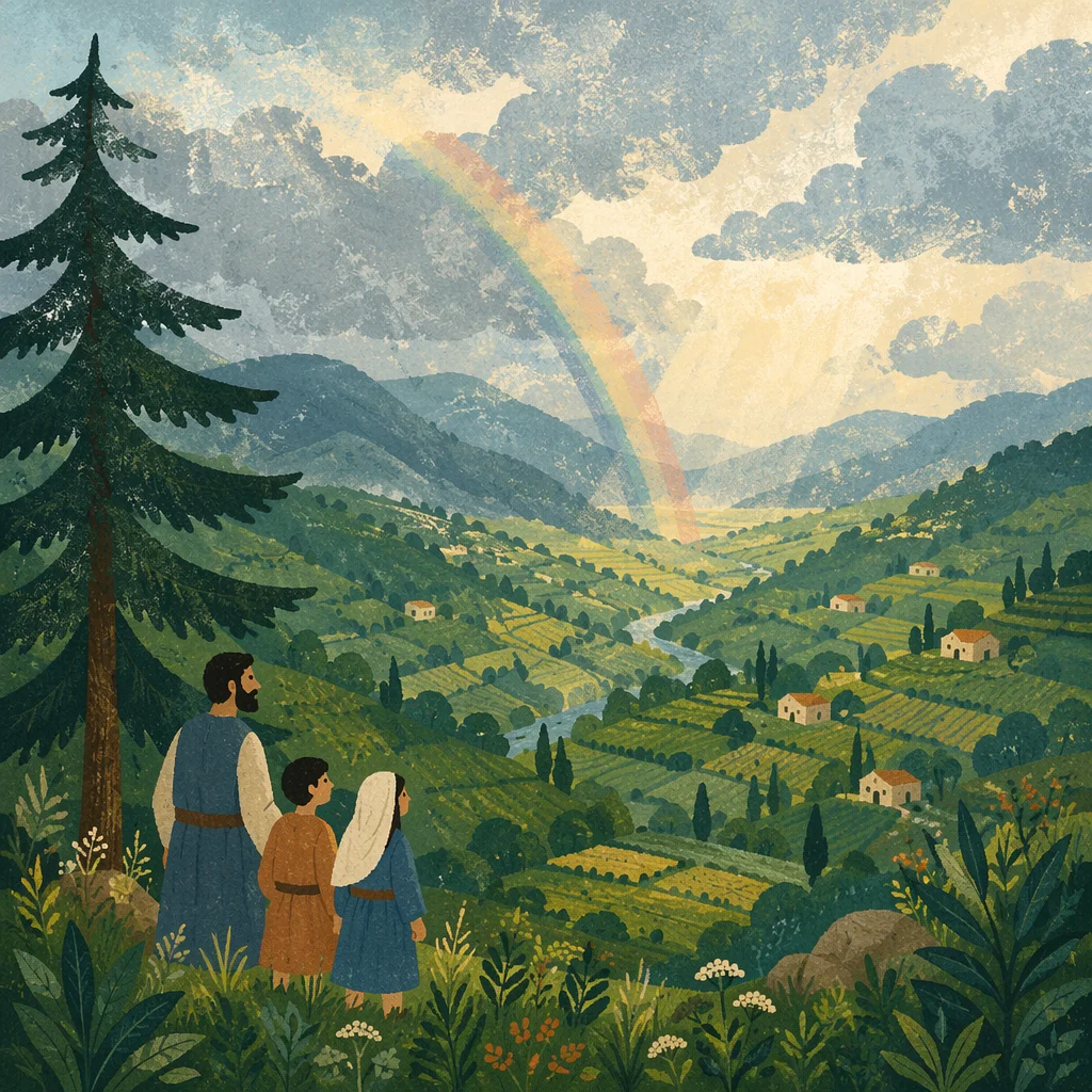 Rainbow Over Evergreen Valley After Storm