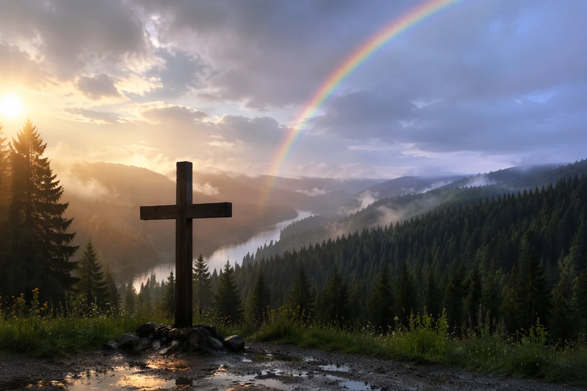 Rainbow Covenant Over Evergreen Valley Cross