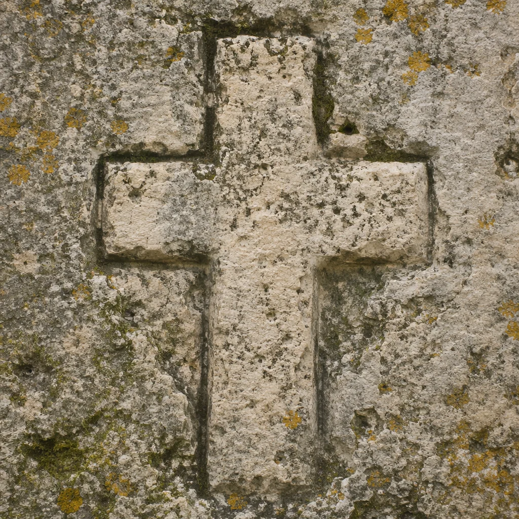 Rugged Stone Cross with Moss Texture