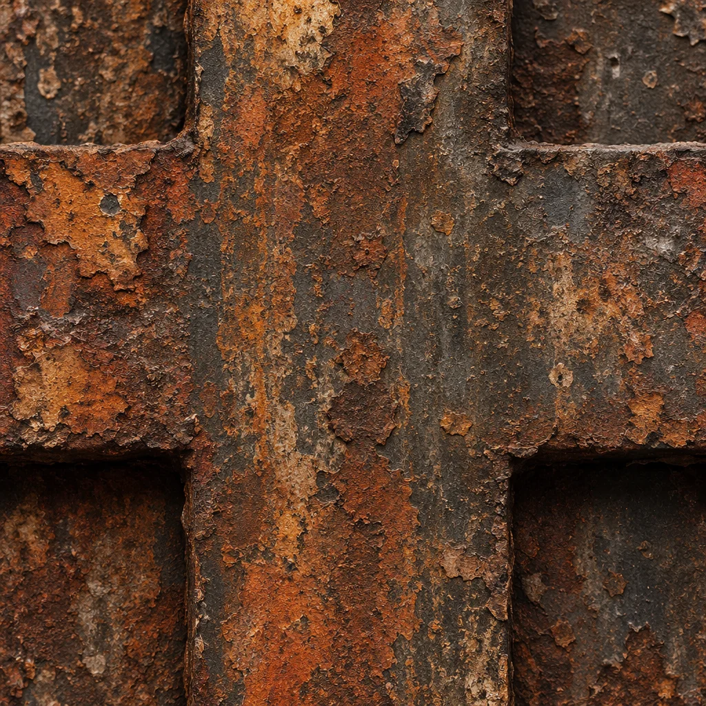 Rugged Rusted Cross Texture Close Up