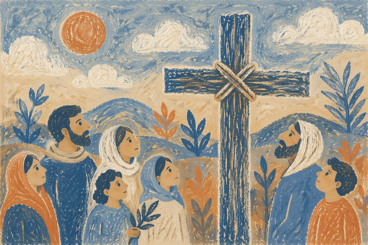 Rugged Wooden Cross in Evergreen Frost