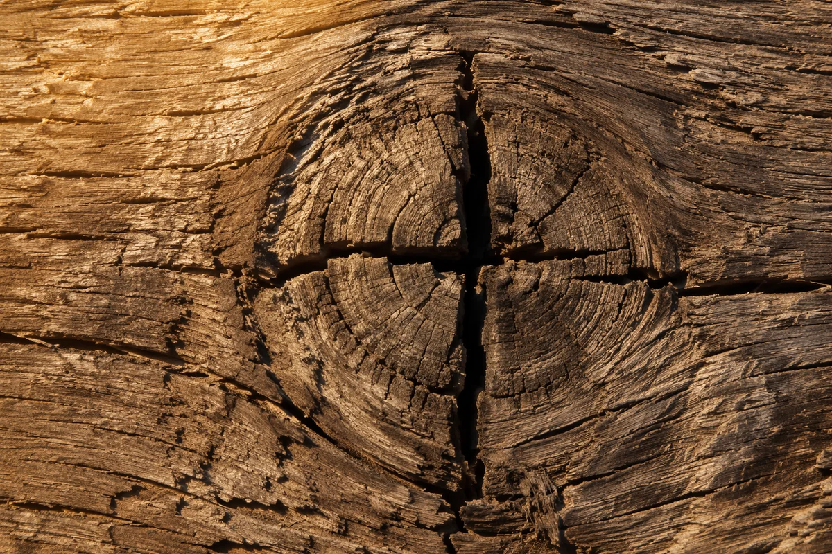 Rugged Cross Texture in Evergreen Wood
