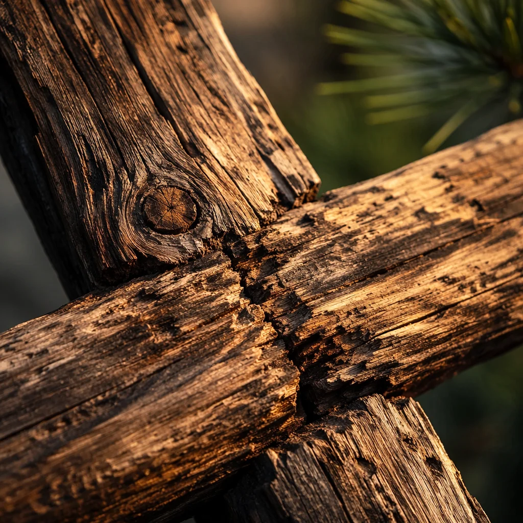Rugged Wooden Cross Macro Texture