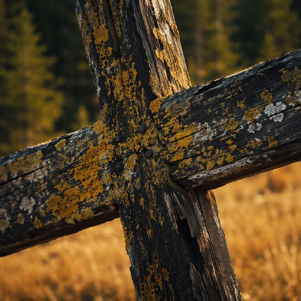 Weathered Wooden Cross Macro Texture