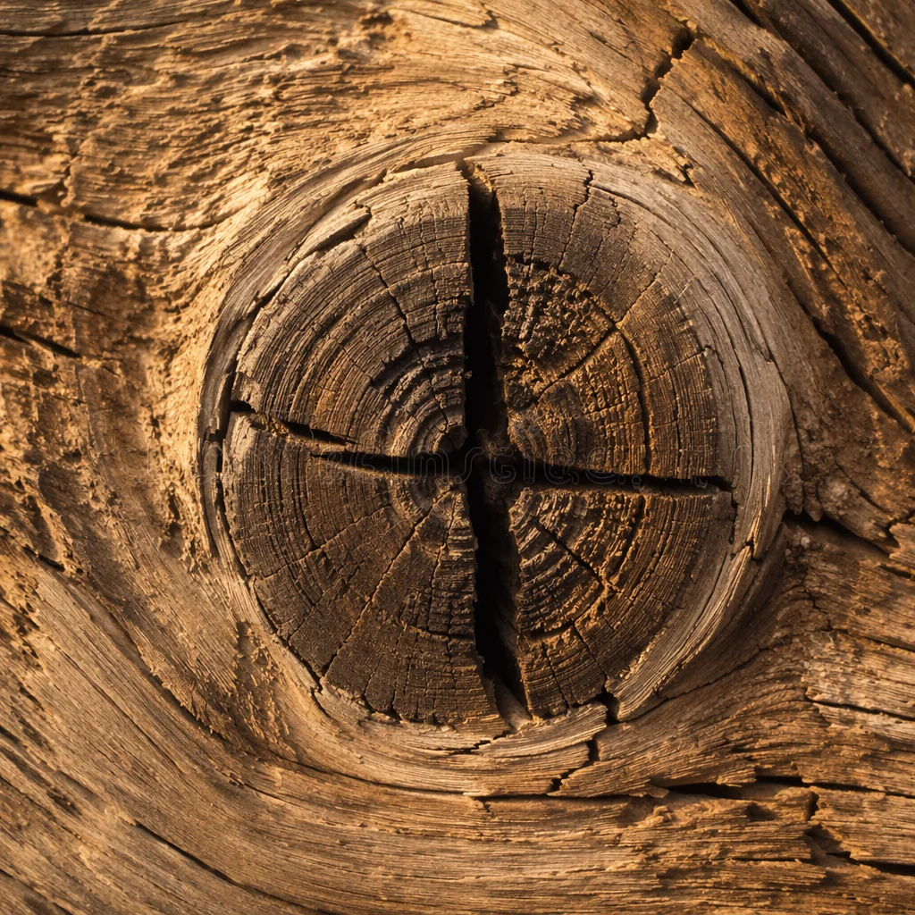 Rugged Cross Shape in Evergreen Wood