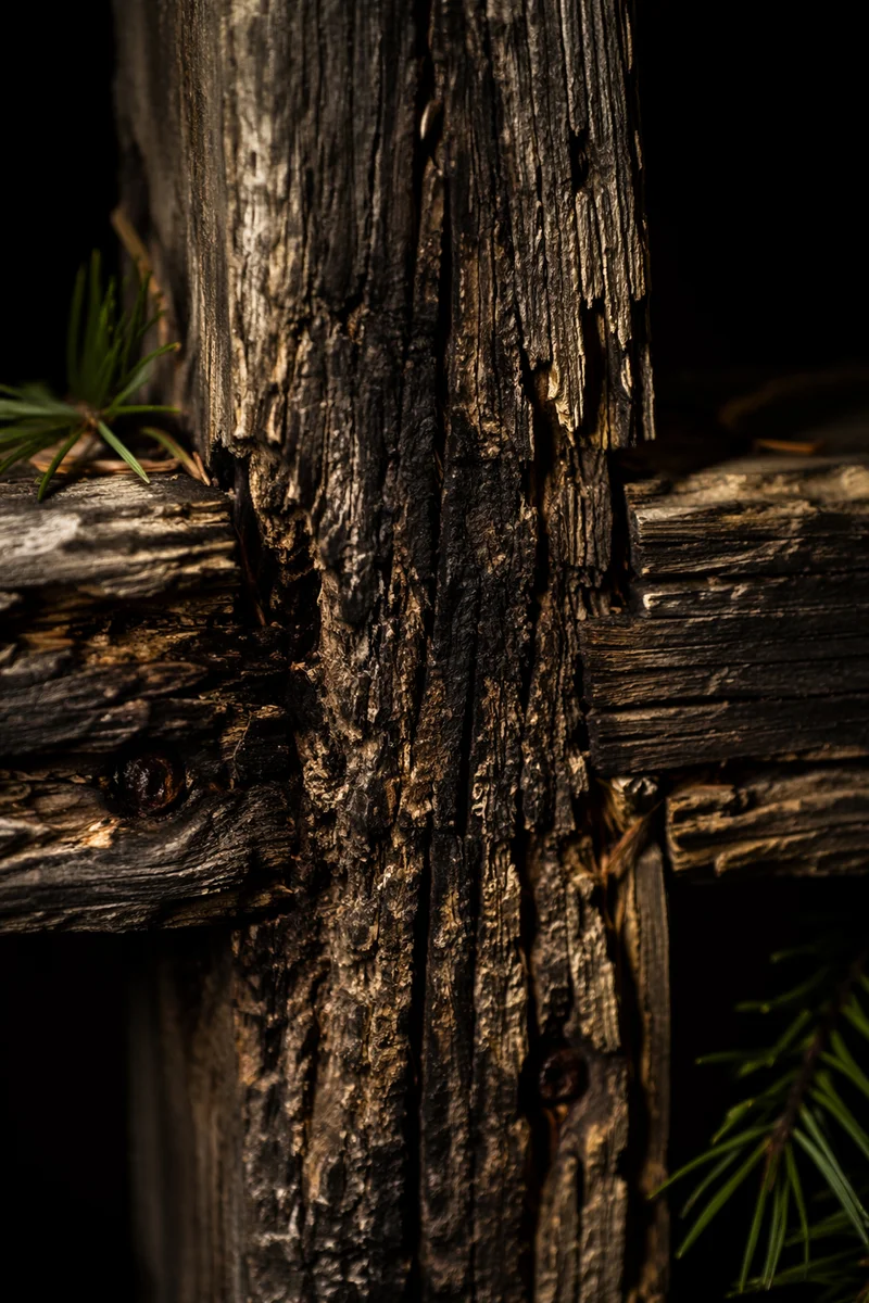 Rugged Wooden Cross Macro Texture
