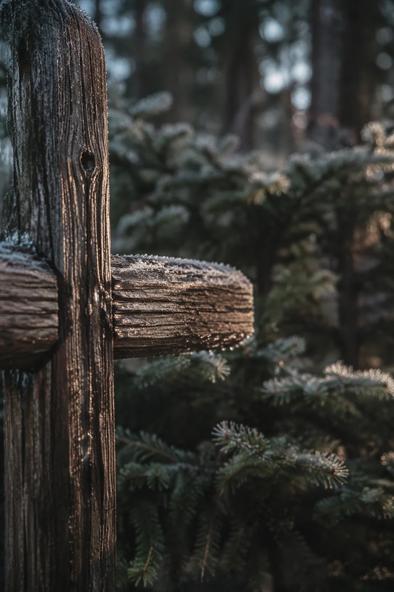 Rugged Cedar Cross with Evergreen Frost