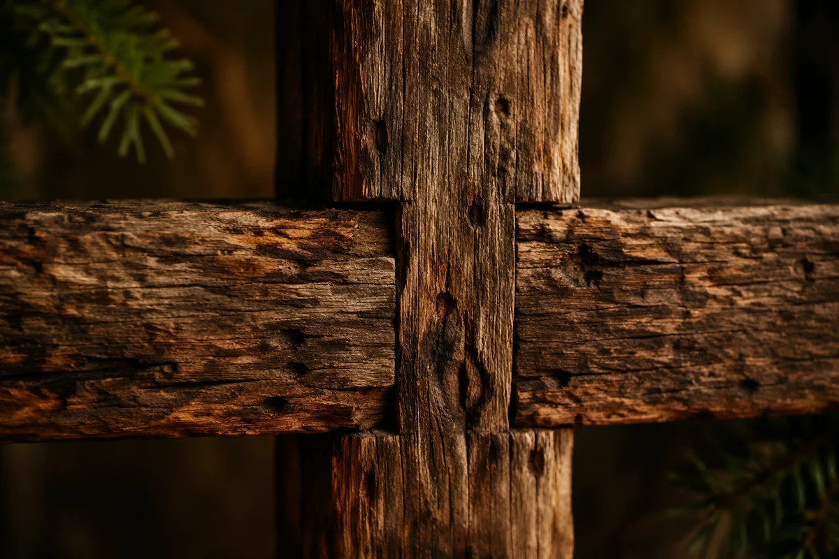 Rugged Wooden Cross Close Up Texture