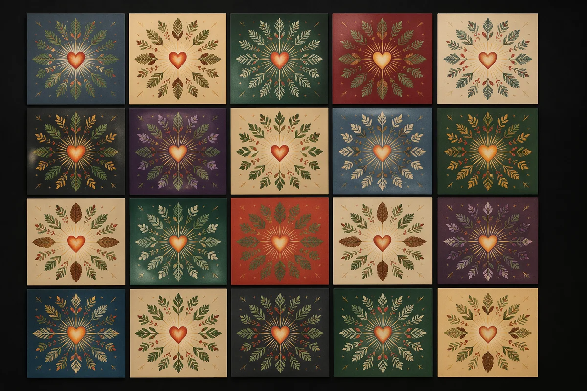 Evergreen Sacred Heart Mandala Tile Grid