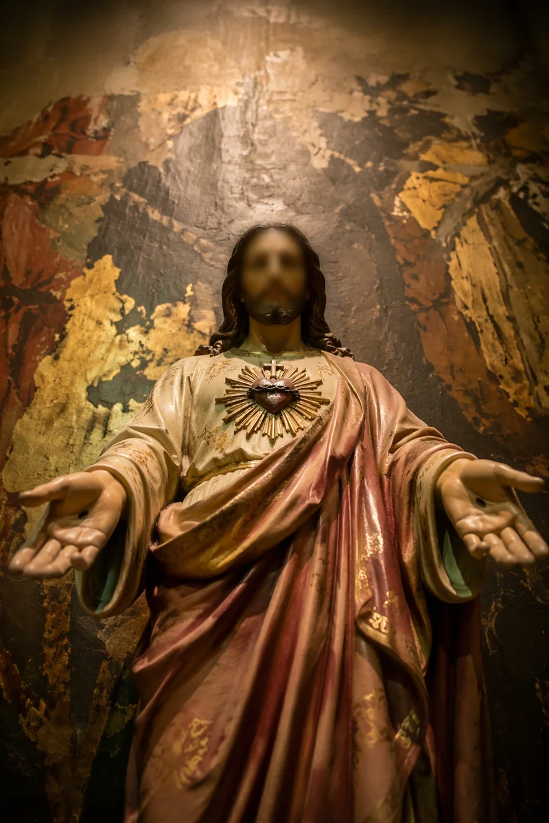 Sacred Heart Statue in Warm Light