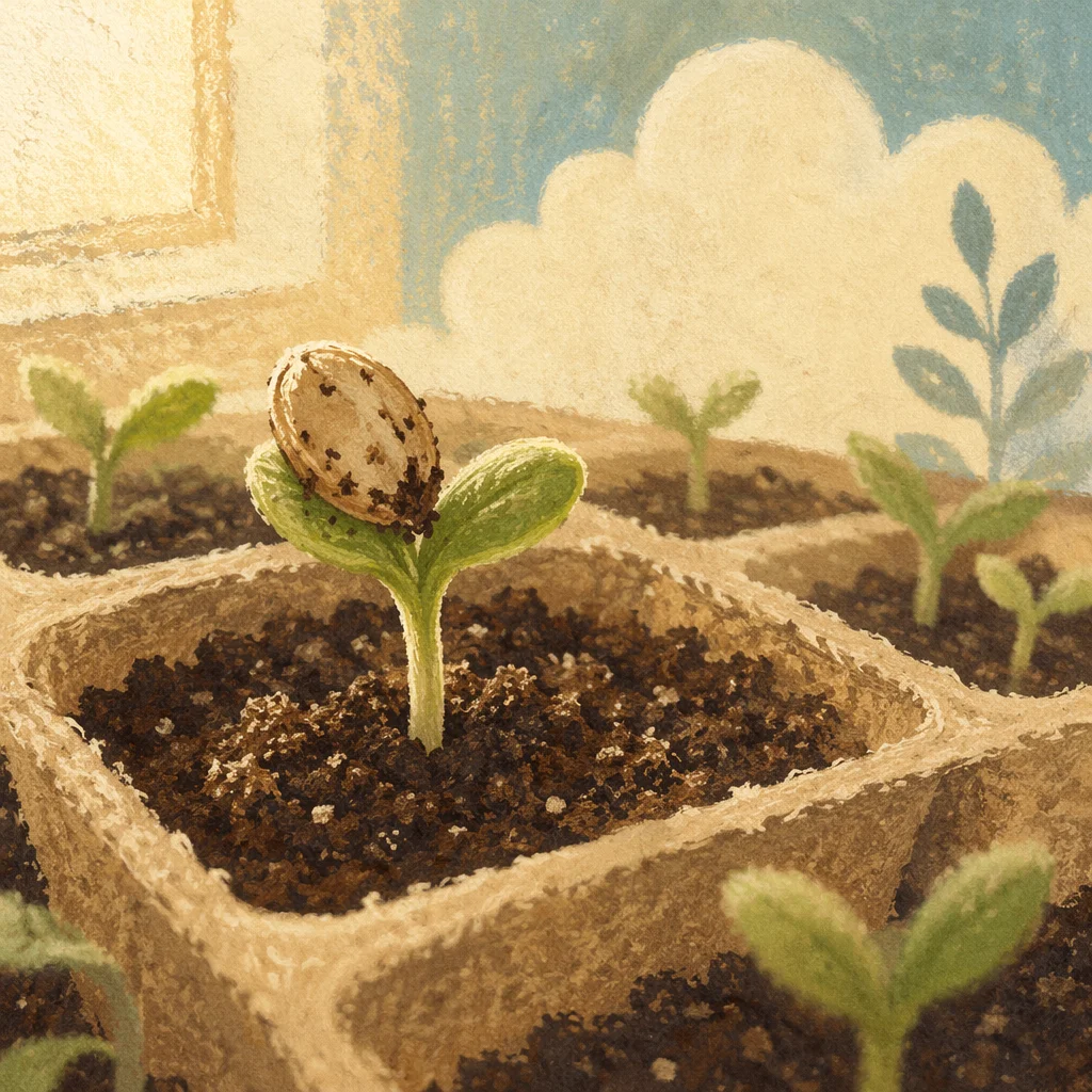 Hopeful Seedling Emerging from Rich Soil