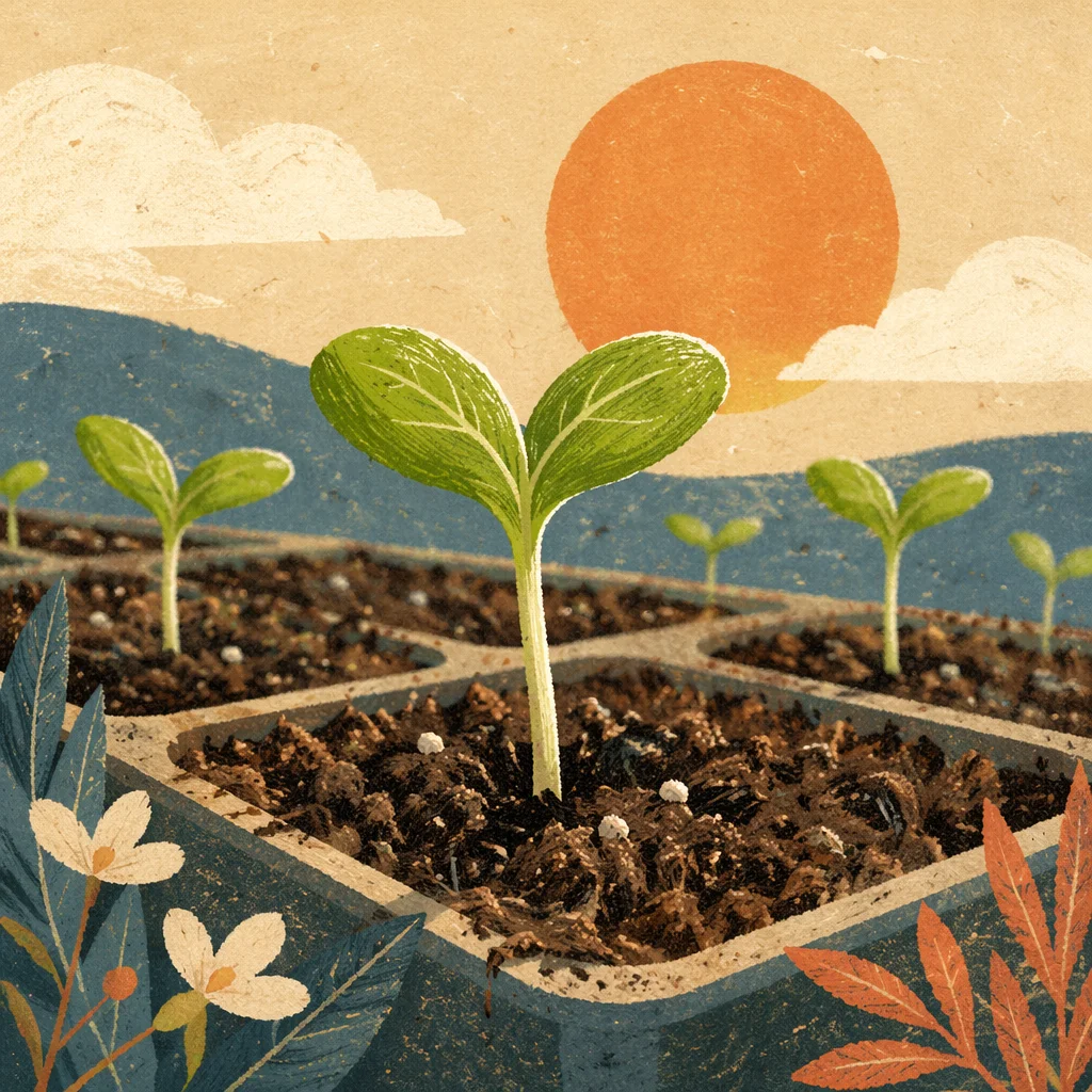 Hopeful Seedling Emerging in Morning Light