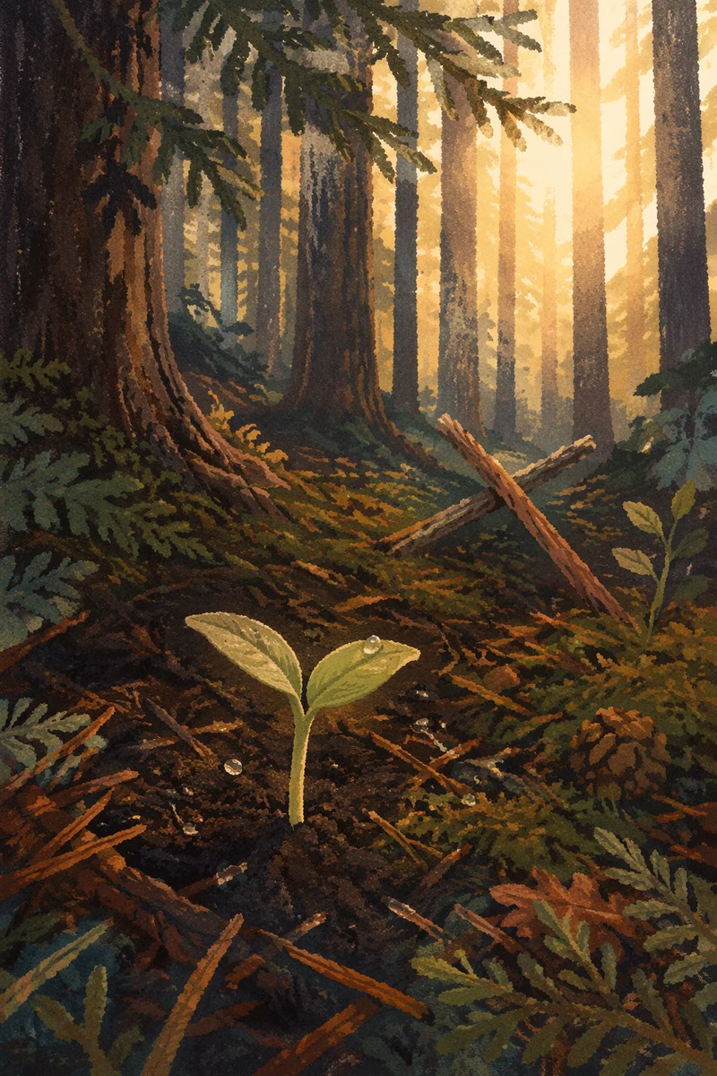 Evergreen Forest Sprout of New Life