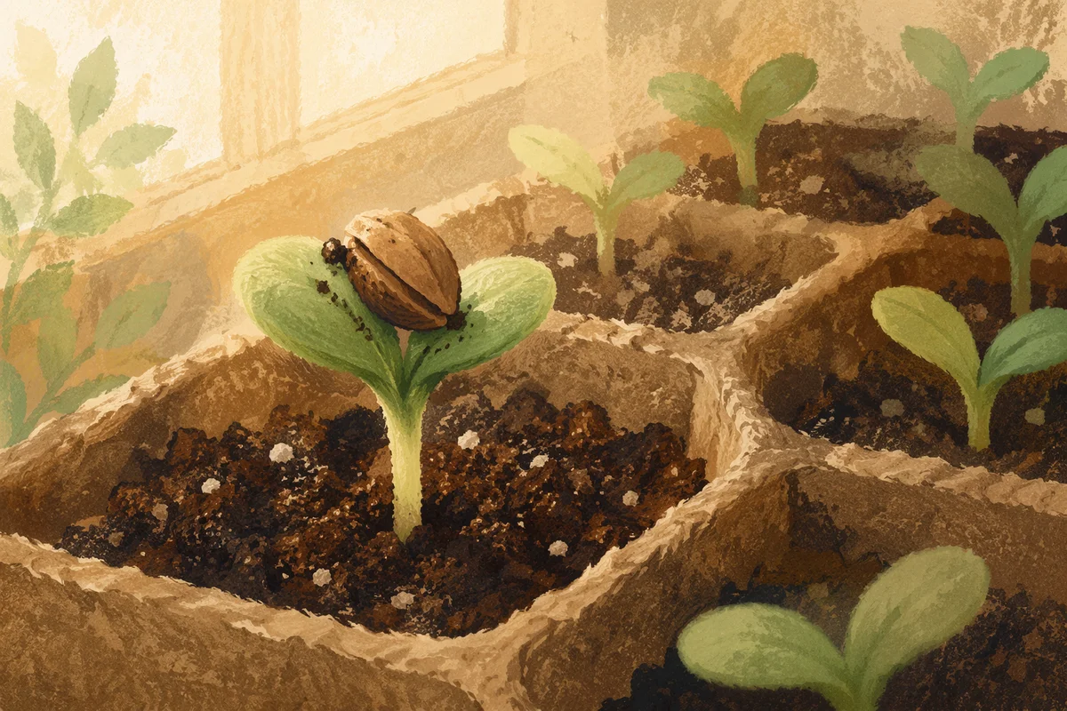 Hopeful Seedling Emerging from Rich Soil
