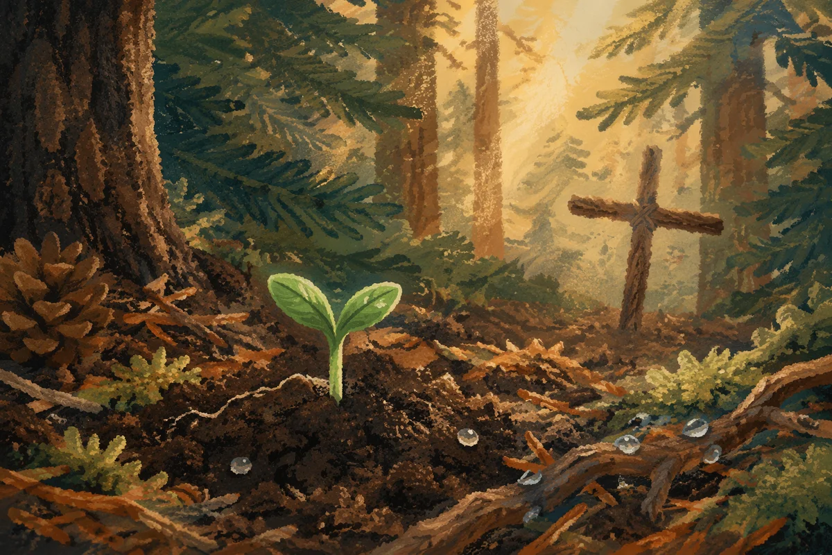 Seedling of Hope in Evergreen Forest