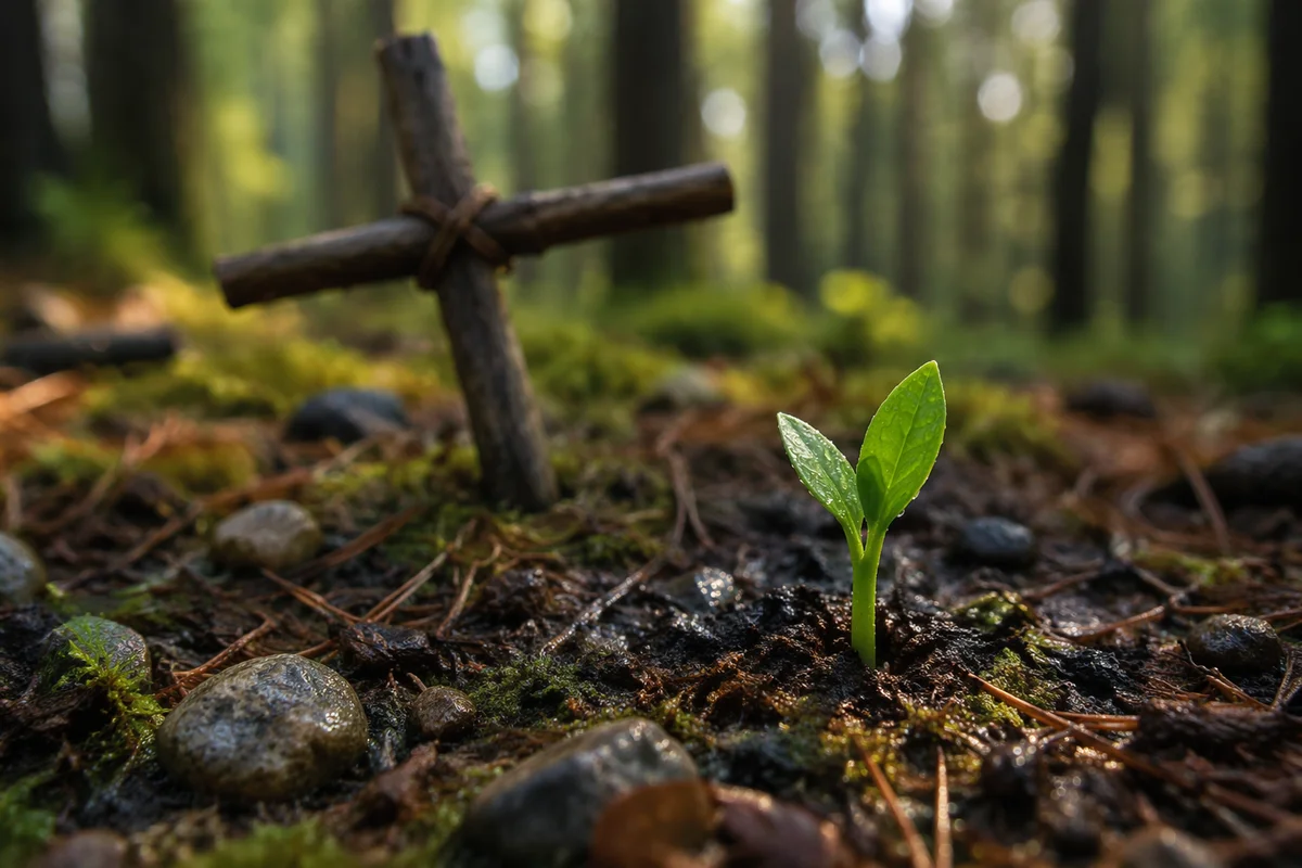 Sprouting Seed of Faith in Evergreen Forest