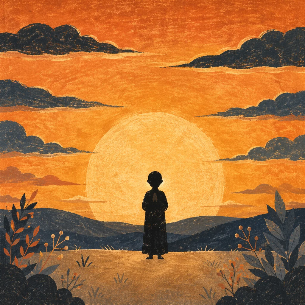 Praying Silhouette Beneath Golden Sunset