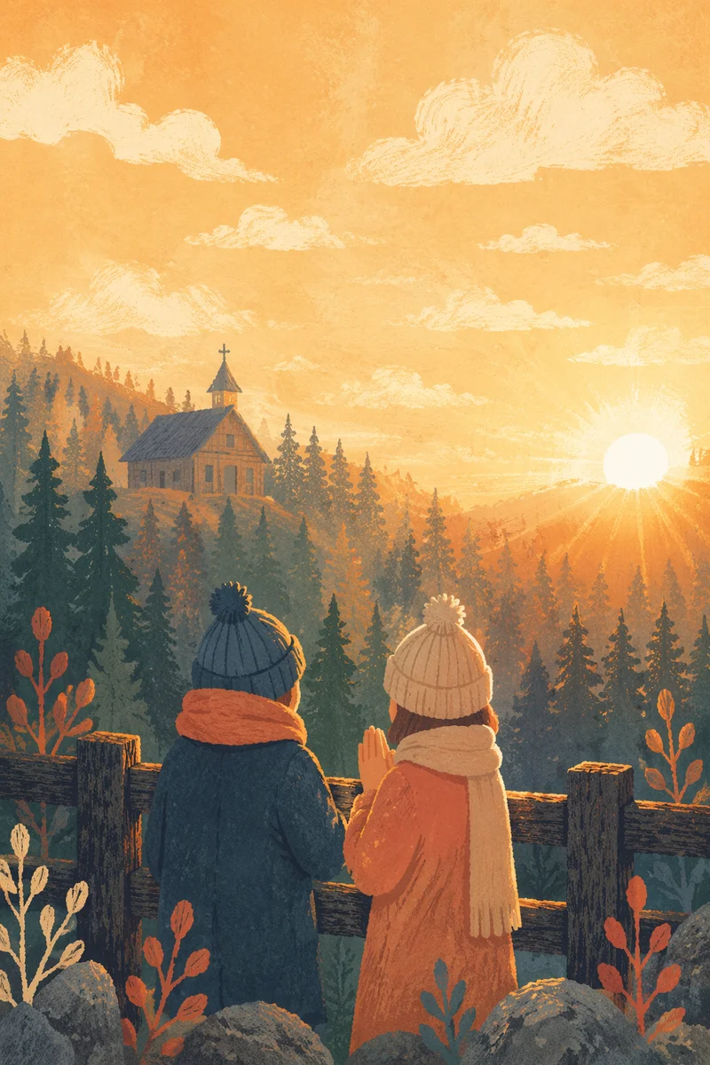 Praying Silhouettes at Evergreen Sunset Overlook