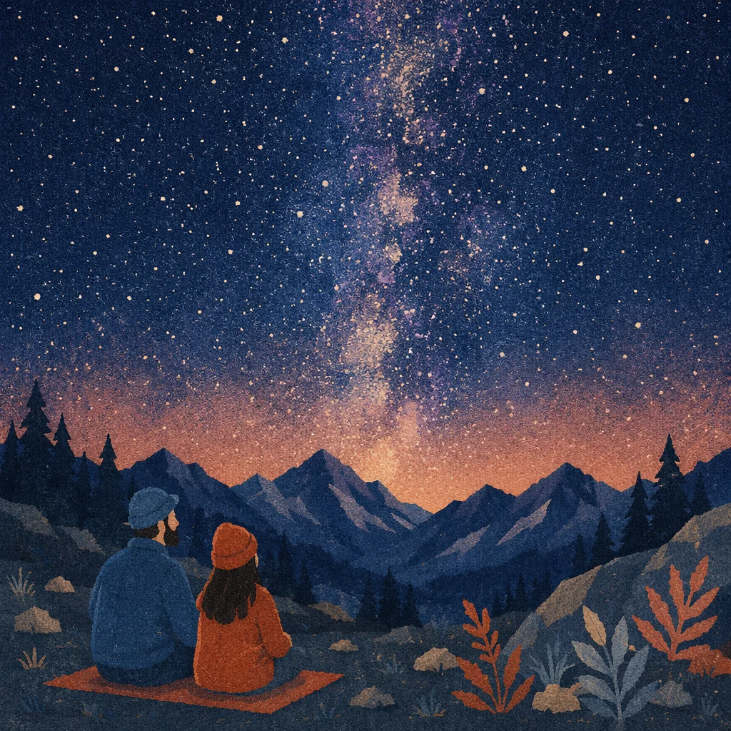 Milky Way Over Evergreen Mountain Peaks